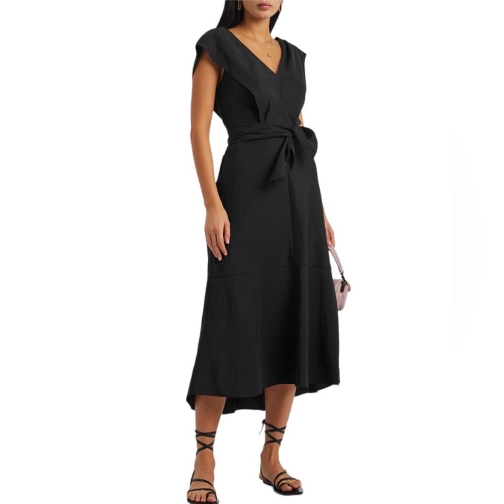 NWT Vince Black Sleeveless Tie Waist Midi Dress Size Large